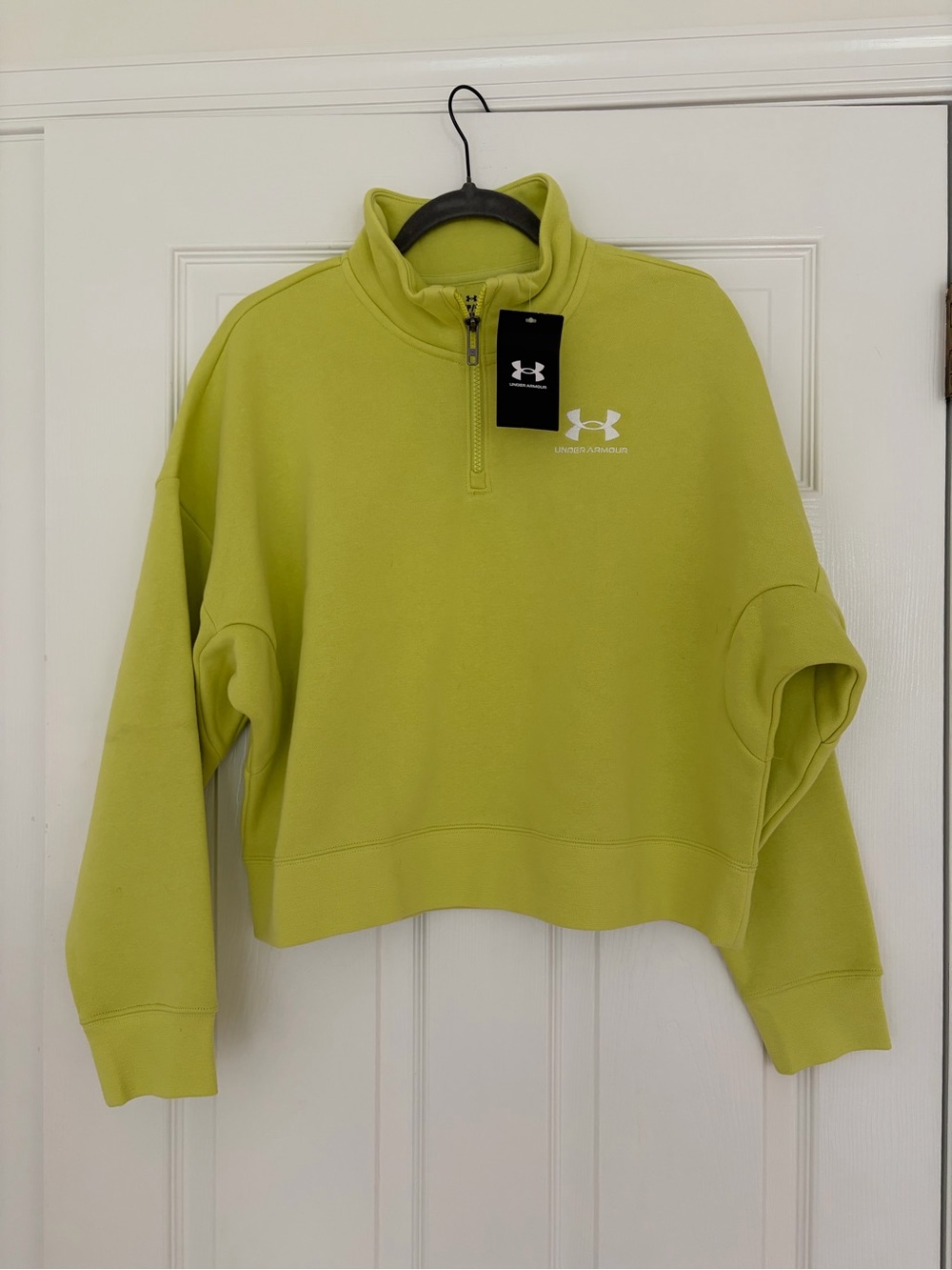Under Armour Women's Lime Green Quarter-Zip Cropped Sweatshirt